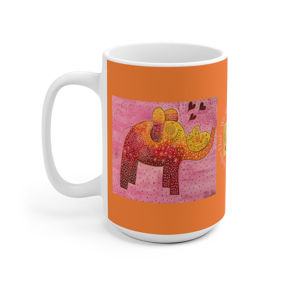 Miniaturbild: Elefant oranges Baby - geschl. Augen - 1 - Links- und Rechtshänder Keramik Tasse