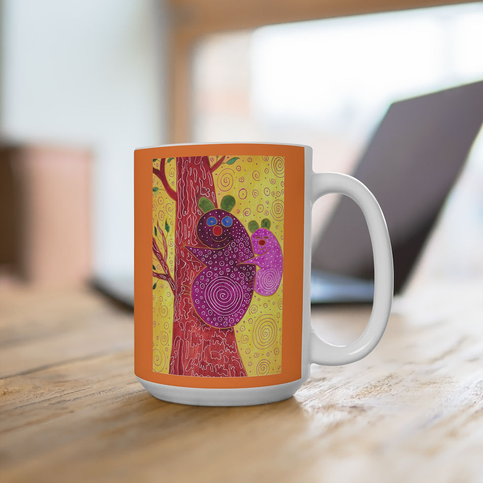 Miniaturbild: Faultier mit Baby - 3 - Links- und Rechtshänder Keramik Tasse 