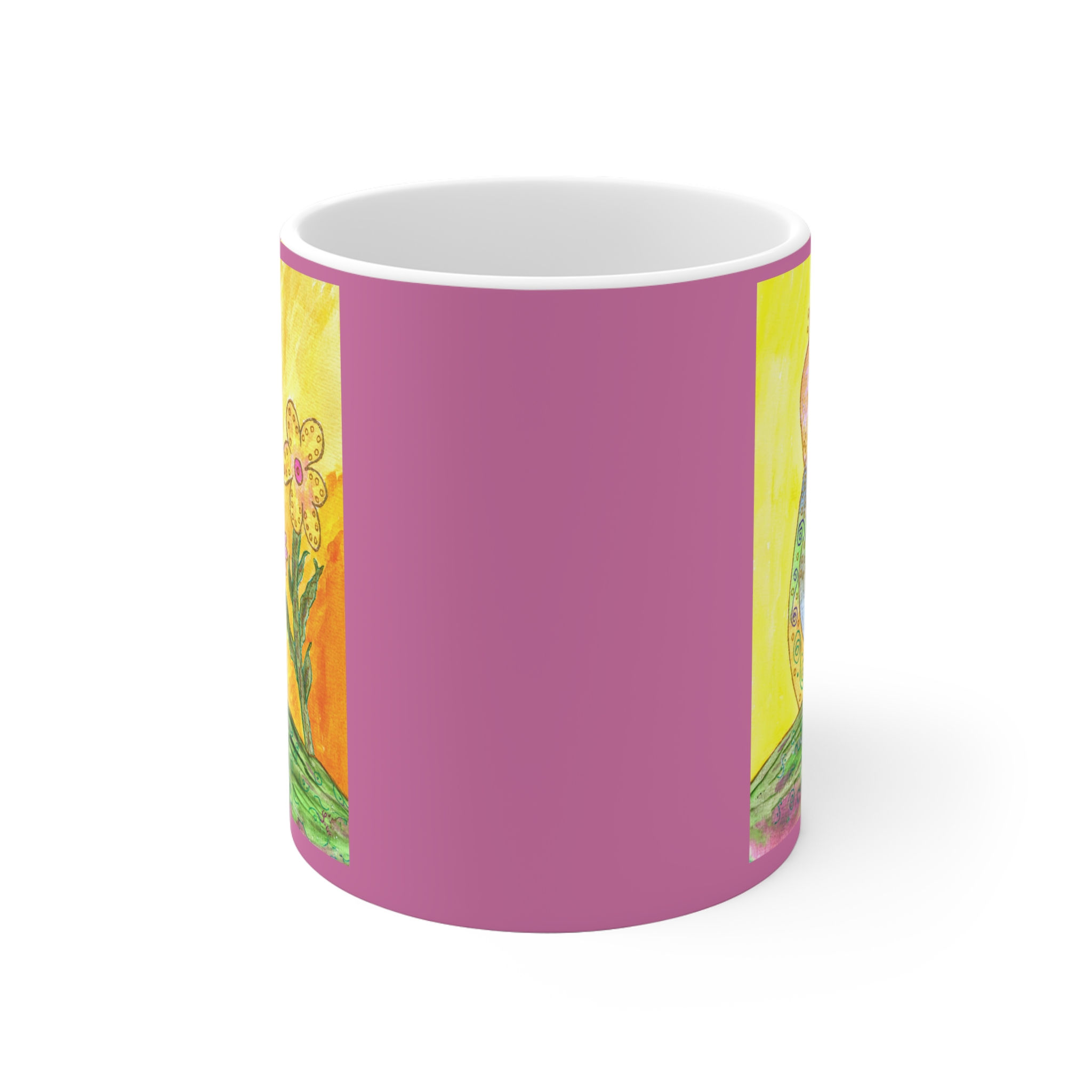 Wesen mit Blume 3 - Links- und Rechtshänder Keramik Tasse