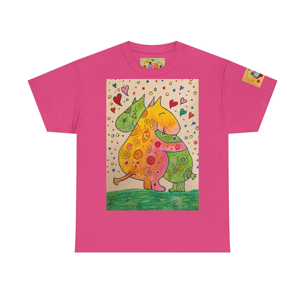 Miniaturbild: Nilpferde Umarmung - mit Ärmellogo - Unisex 100 % Cotton - Druck riecht anfangs
