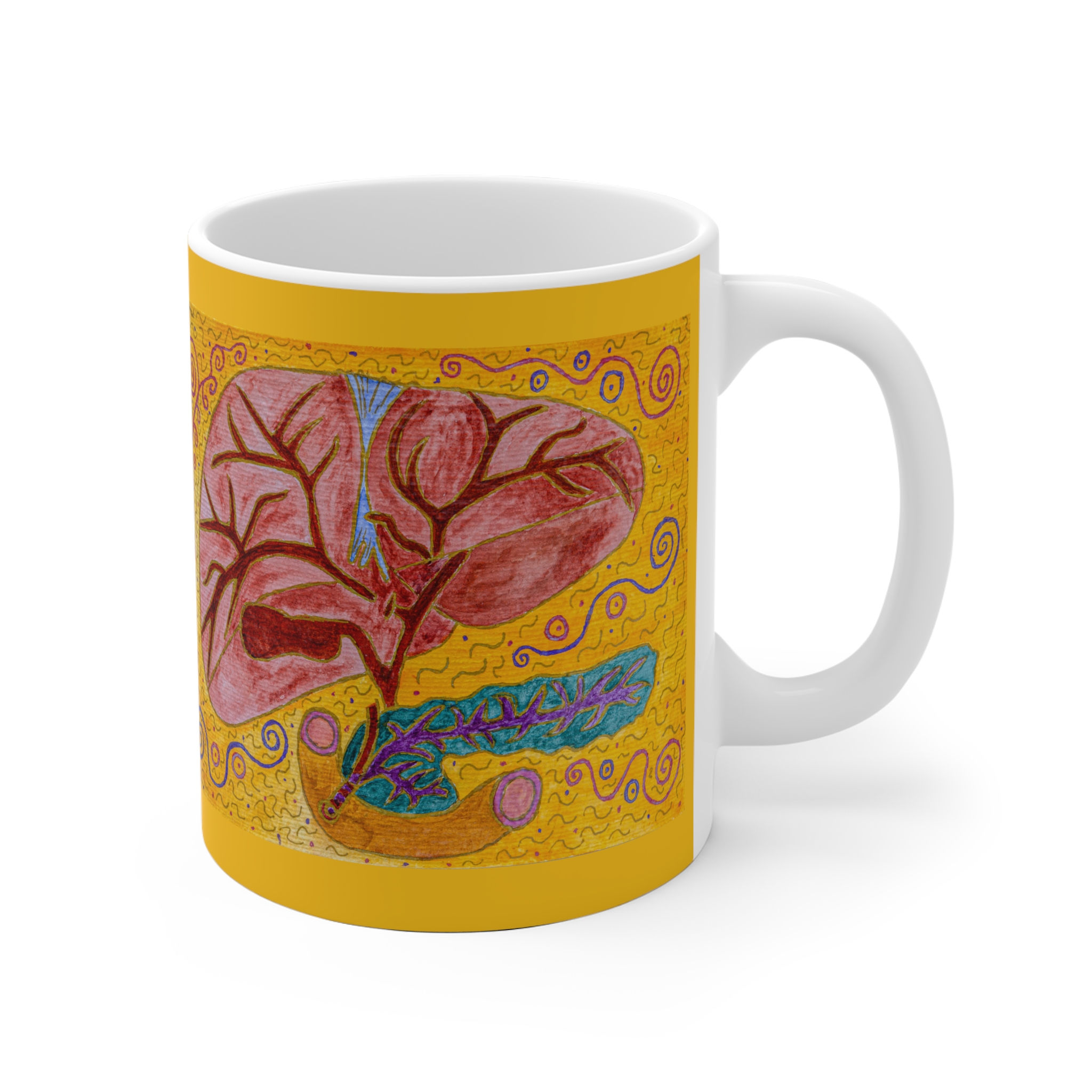 Leber, Galle, Bauchspeicheldr. Dünnd.- 3 - Links- und Rechtshänder Keramik Tasse