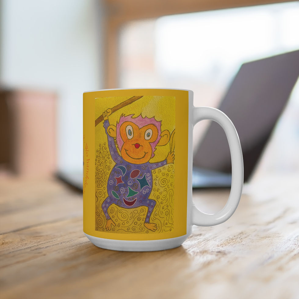 Miniaturbild: Affe auf Ast - 1 - Links- und Rechtshänder Keramik Tasse 
