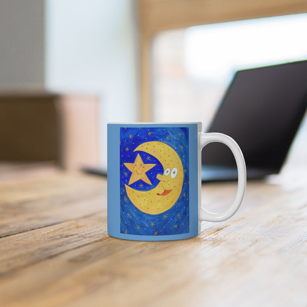 Miniaturbild: Mond und Stern - 3 - Links- und Rechtshänder Keramik Tasse 