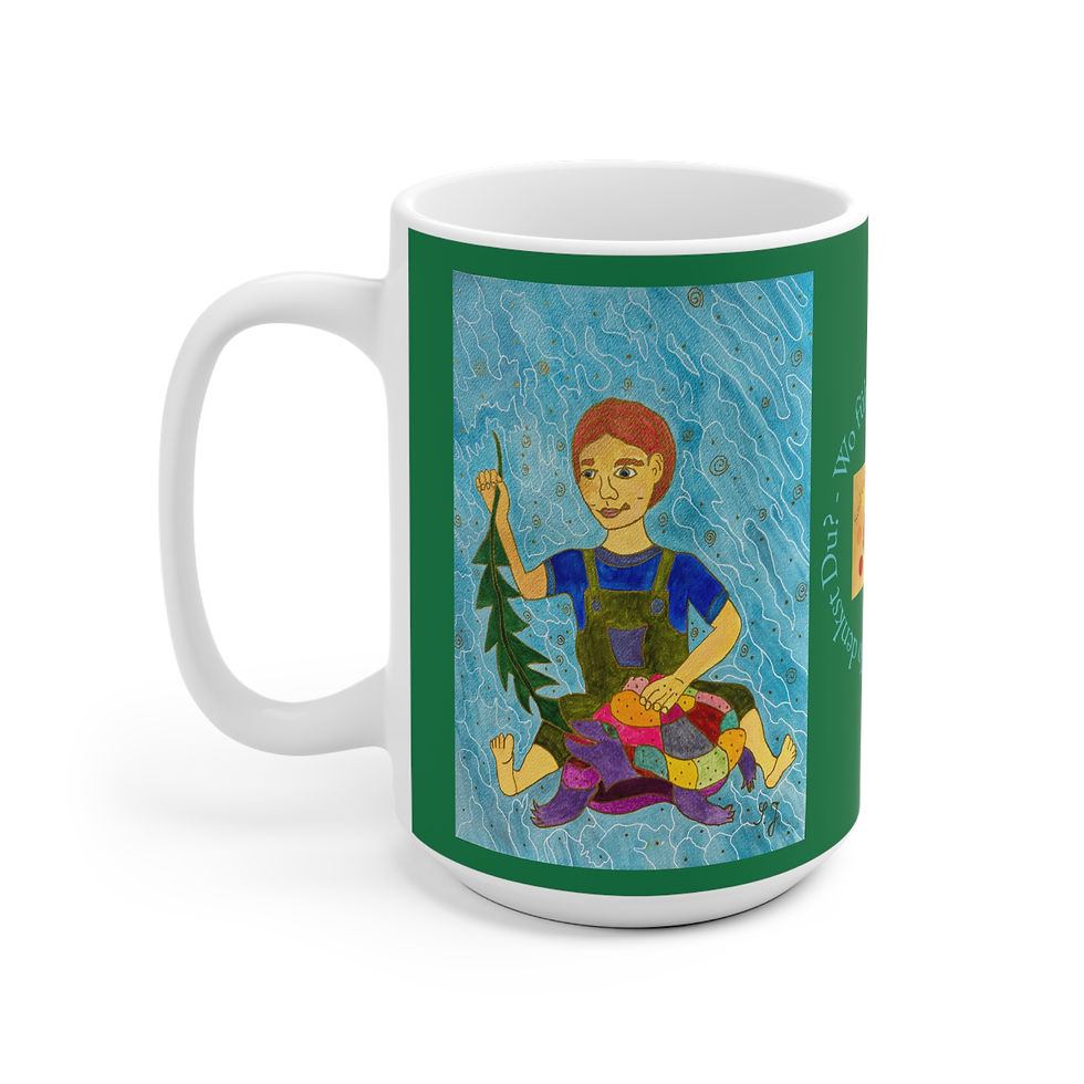 Miniaturbild: Junge füttert Schildkröte - 1 - Links- und Rechtshänder Keramik Tasse 