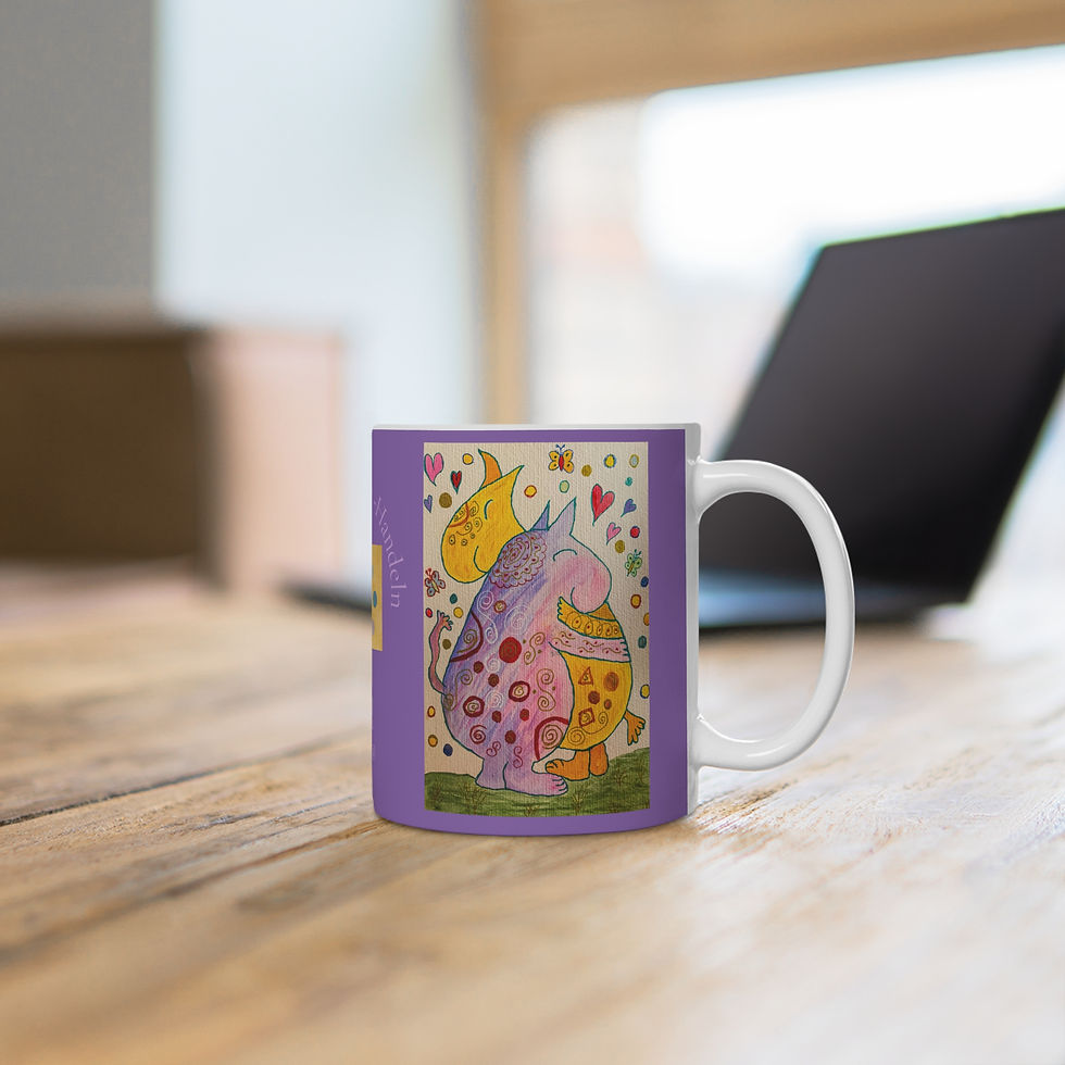 Miniaturbild: Nilpferde Umarmung - 2 - 2 - Links- und Rechtshänder Keramik Tasse 