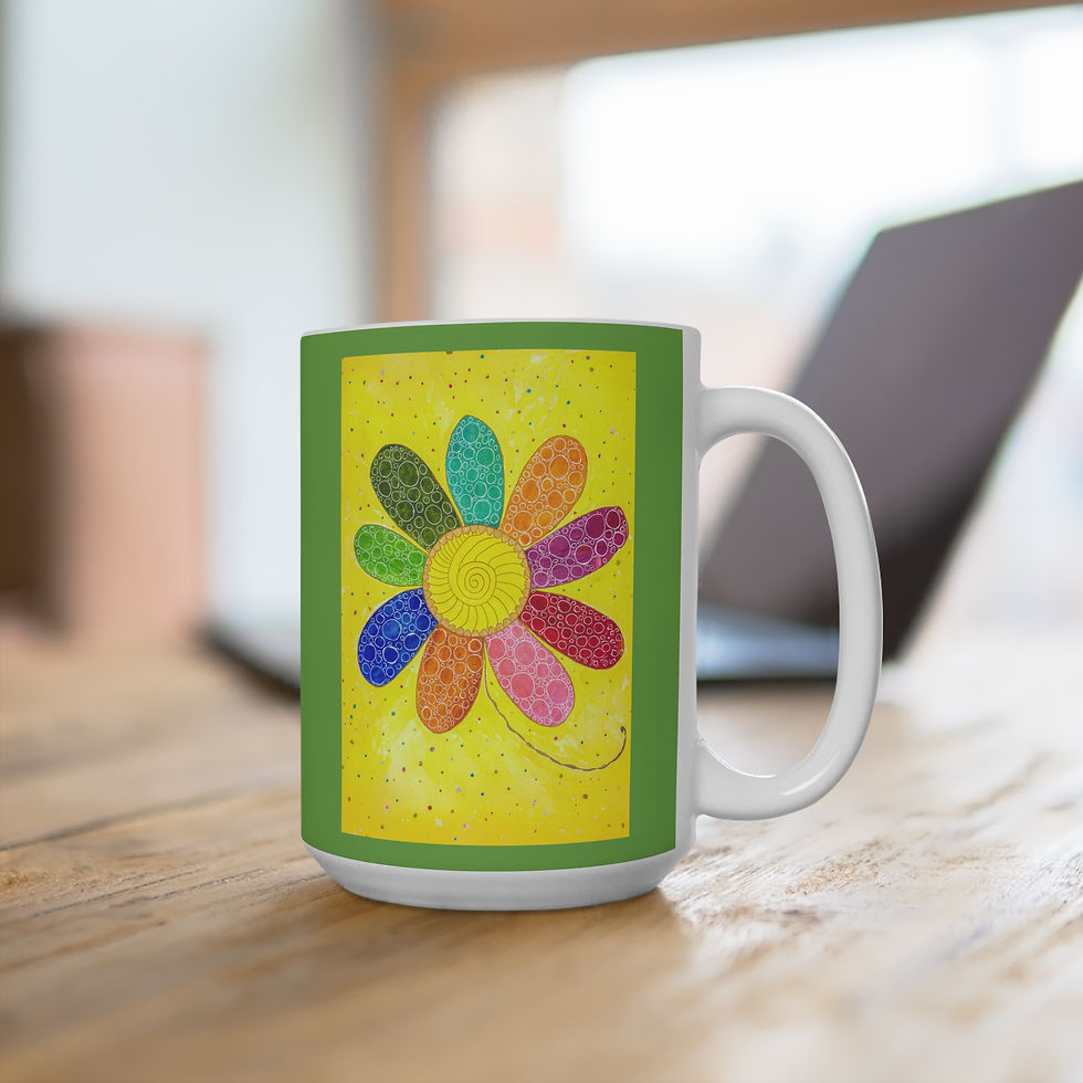 Miniaturbild: Blume bunt - 3 - Links- und Rechtshänder Keramik Tasse