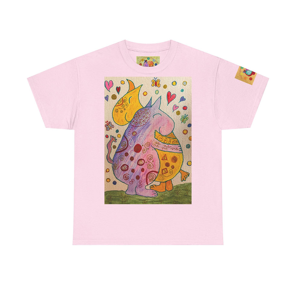 Miniaturbild: Nilpferde Umarmung - mit Ärmellogo - Unisex 100 % Cotton - Druck riecht anfangs