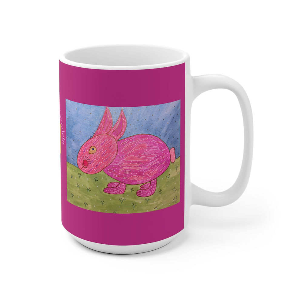 Miniaturbild: Hase rosa - 2 - Links- und Rechtshänder Keramik Tasse