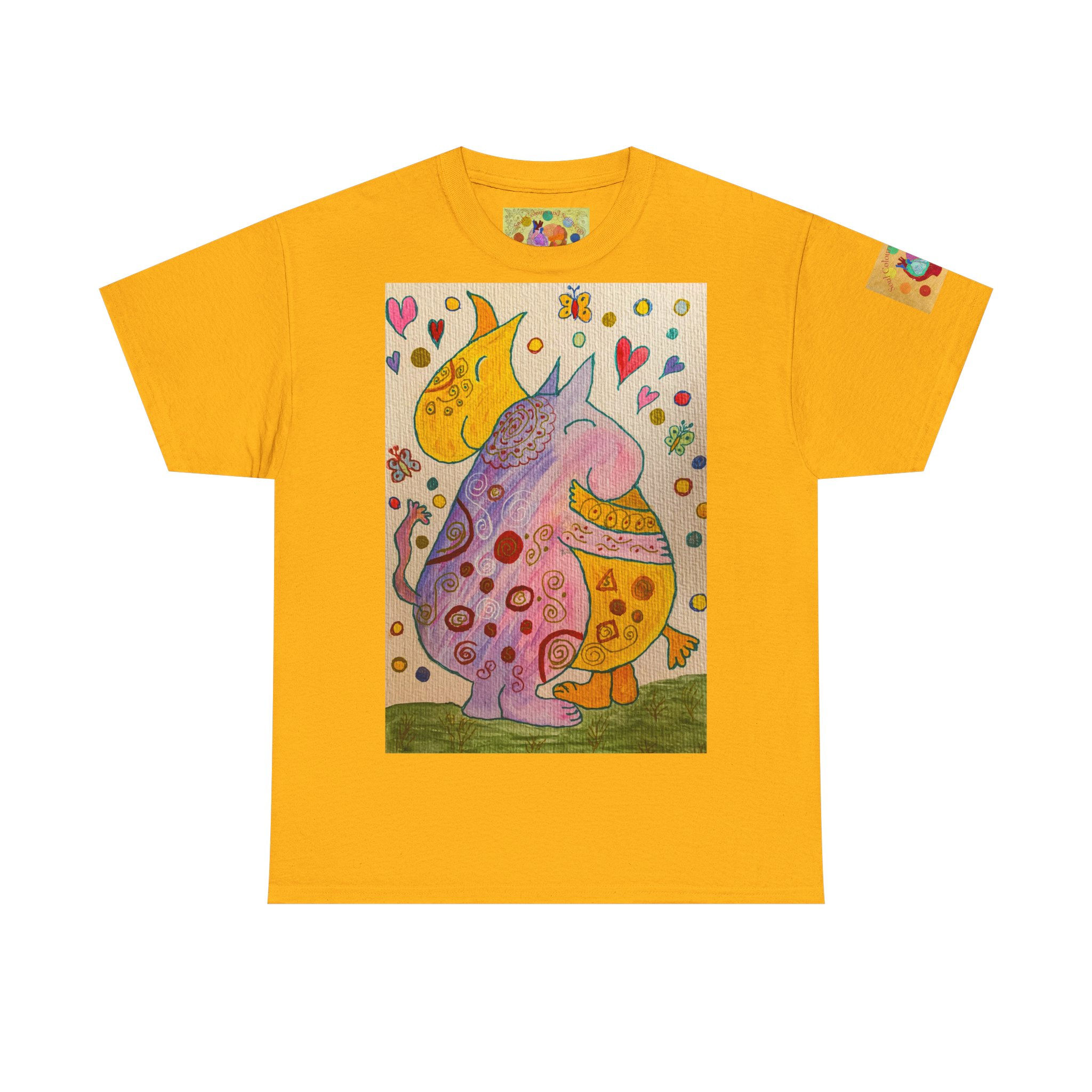 Nilpferde Umarmung - mit Ärmellogo - Unisex 100 % Cotton - Druck riecht anfangs