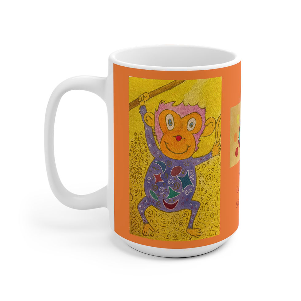 Miniaturbild: Affe auf Ast - 2 - Links- und Rechtshänder Keramik Tasse 