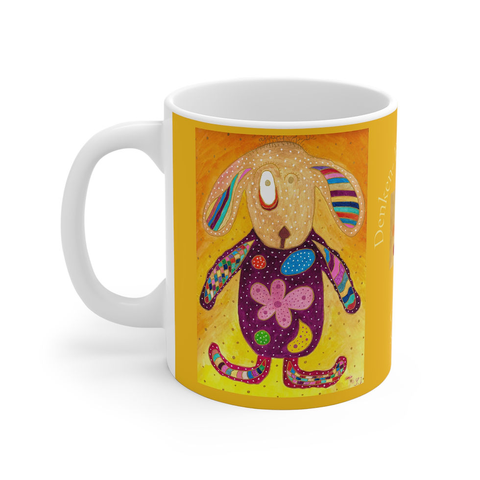 Miniaturbild: Teddy-Hund Gelb - 2 - Links- und Rechtshänder Keramik Tasse