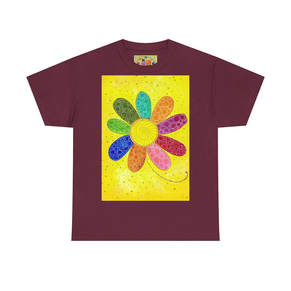 Miniaturbild: Blume bunt- kein Ärmellogo - Unisex 100 % Cotton - Druck riecht anfangs