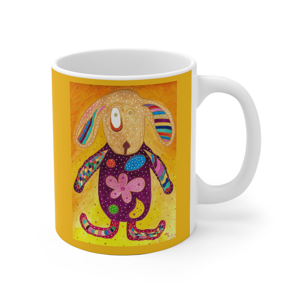 Miniaturbild: Teddy-Hund Gelb - 3 - Links- und Rechtshänder Keramik Tasse 