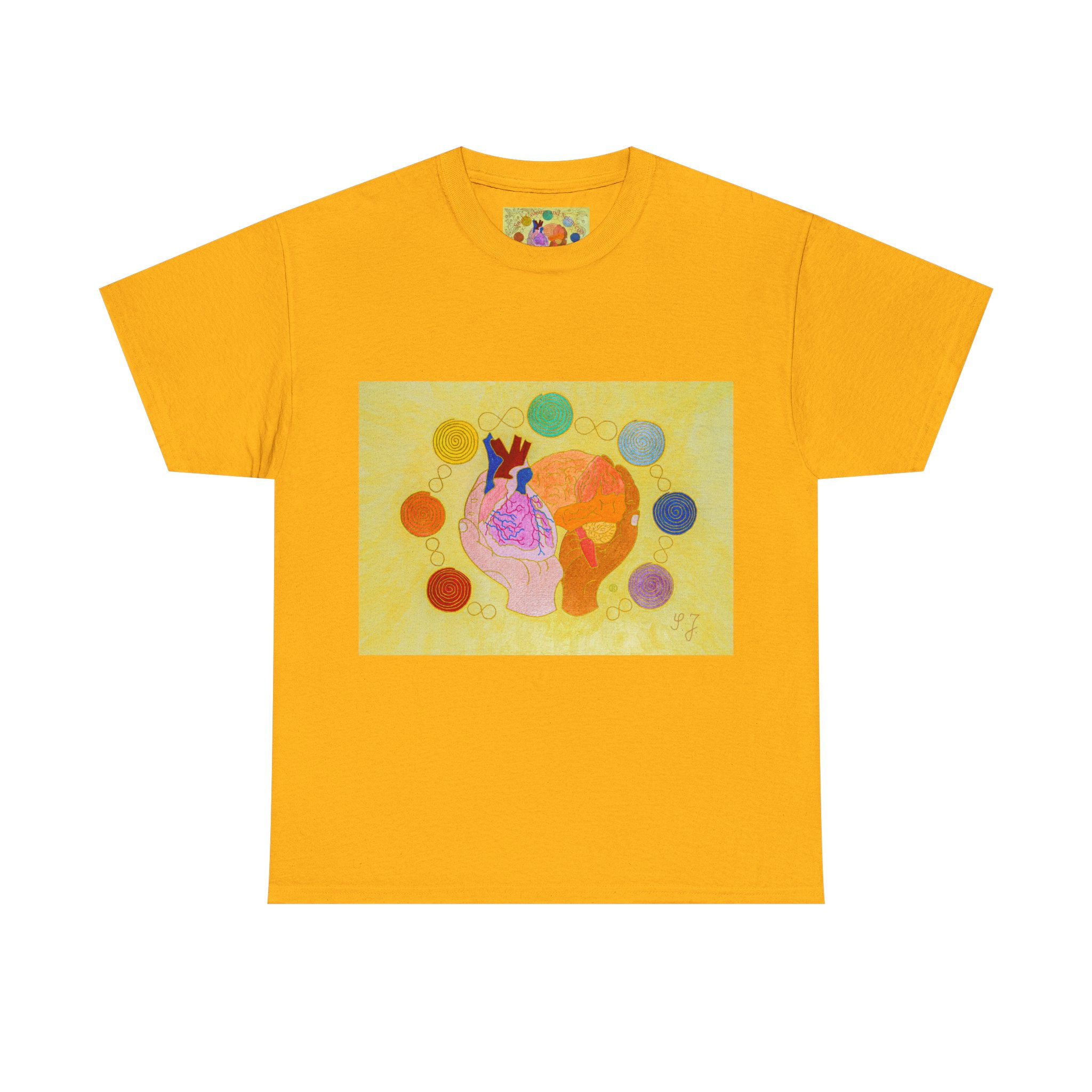 Logo gelb - ohne Ärmellogo - Unisex 100 % Cotton - Druck riecht anfangs
