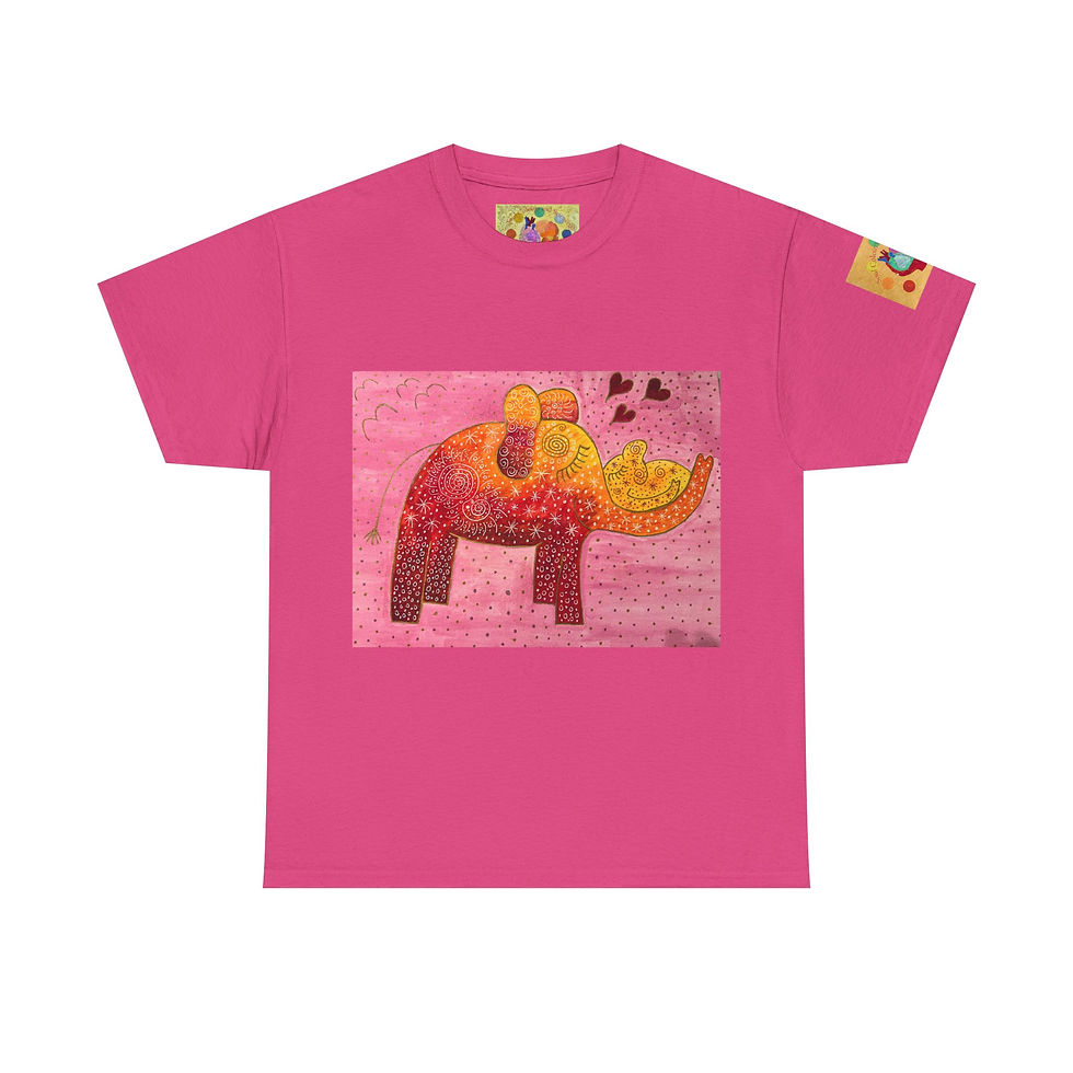 Miniaturbild: Elefant mit Baby 2 - mit Ärmellogo - Unisex 100 % Cotton - Druck riecht anfangs