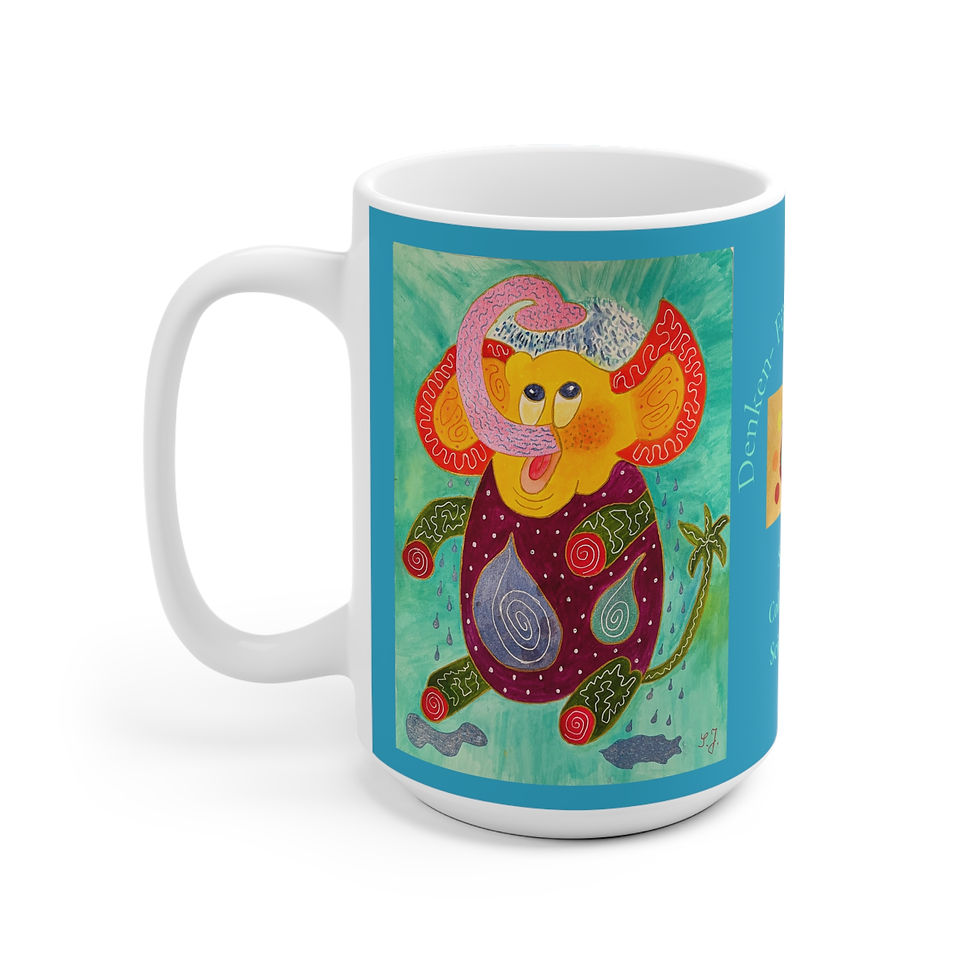 Miniaturbild: Elefant duscht - 2 - 1 - Links- und Rechtshänder Keramik Tasse