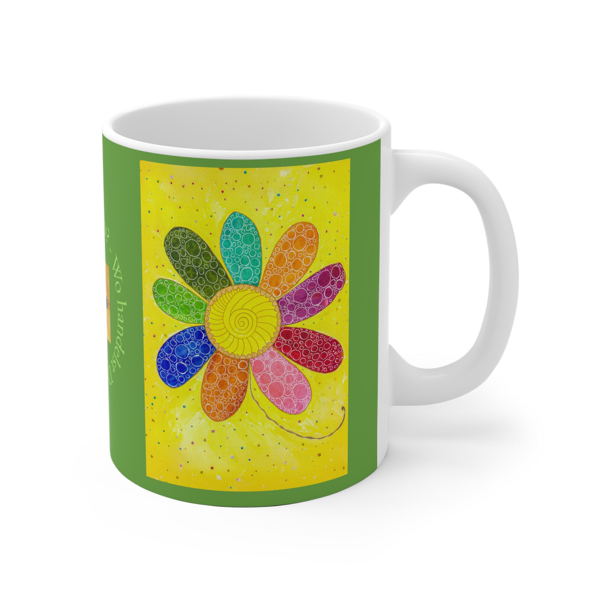 Blume bunt - 1 - Links- und Rechtshänder Keramik Tasse