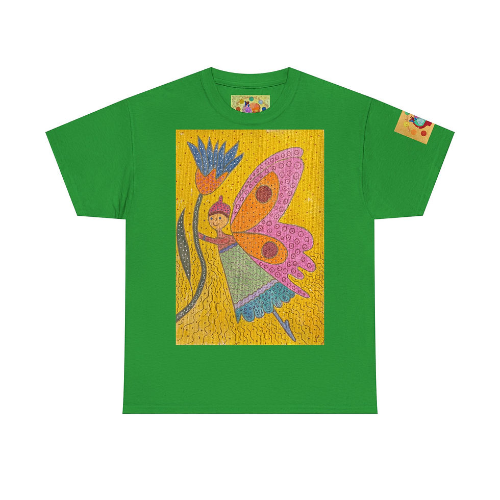 Miniaturbild: Elfe mit Blume - mit Ärmellogo - Unisex 100 % Cotton - Druck riecht anfangs