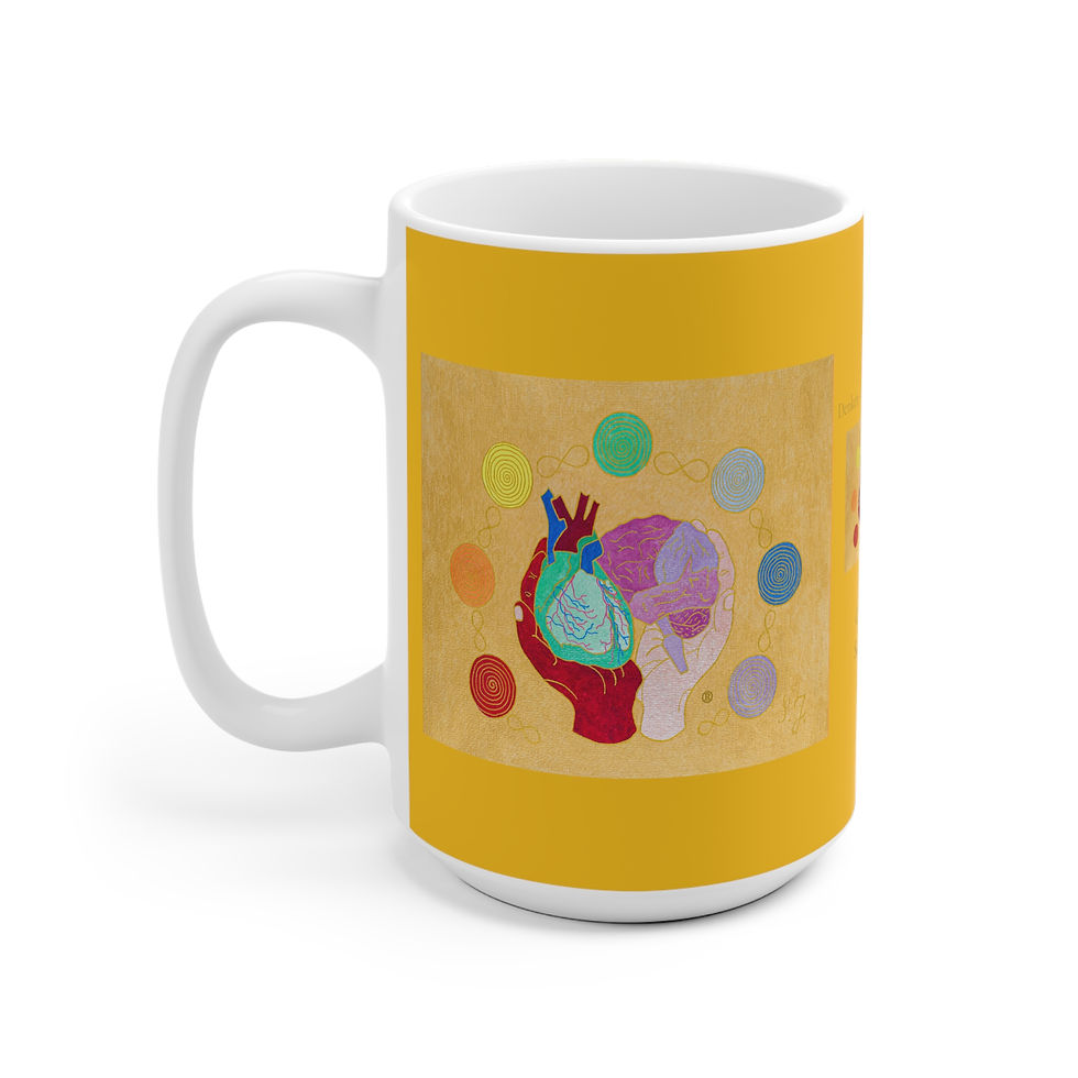 Miniaturbild: Logo gold - Herz, Gehirn, Hände - 2 - Links- und Rechtshänder Keramik Tasse 