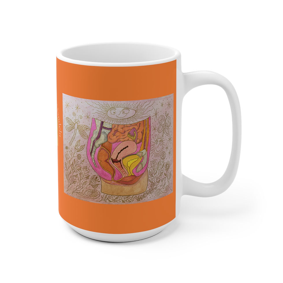 Miniaturbild: Unterleib weiblich mit Darm - 2 - Links- und Rechtshänder Keramik Tasse 