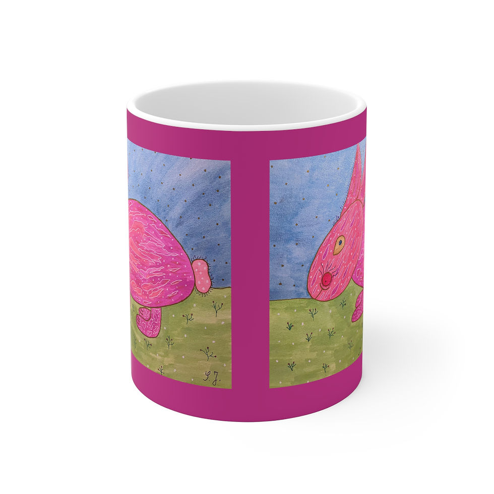 Miniaturbild: Hase rosa - 3 - Links- und Rechtshänder Keramik Tasse 