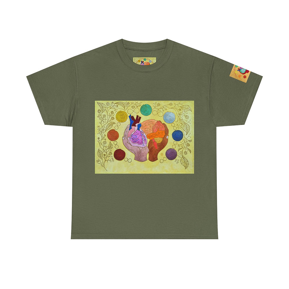 Miniaturbild: Logo gelb mit Blumen - mit Ärmellogo -Unisex 100 % Cotton-Druck riecht anfangs