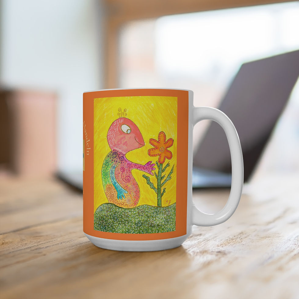 Miniaturbild: Wesen mit Blume - 2 - 2 -Links- und Rechtshänder Keramik Tasse 