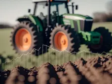 Tractor in background graph of money trends