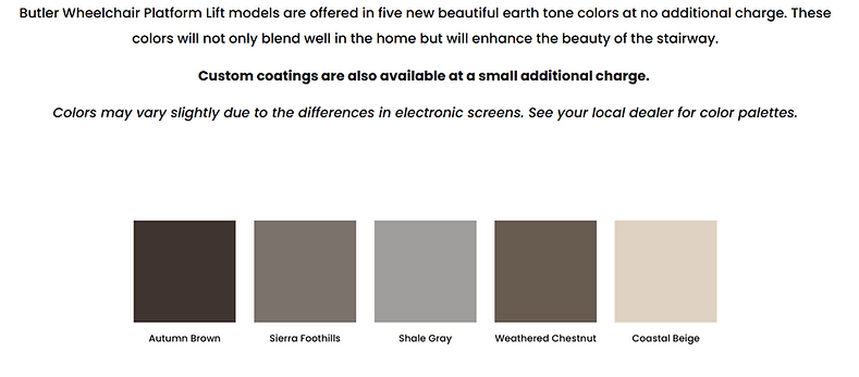 Butler Wheelchair Lifts Colors