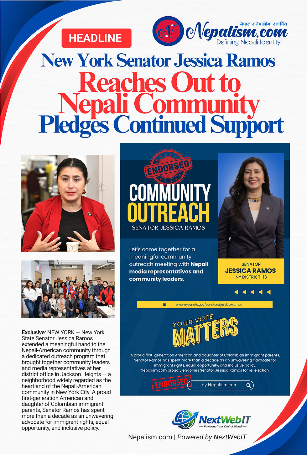 New York State Senator Jessica Ramos Reaches Out to Nepali Community, Pledges Continued Support