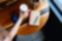 Flatlay image of Dorothy's hand reaching for her coffee at a cafe table | Dorothy Fee | freelance copywriter | copywriting portfolio