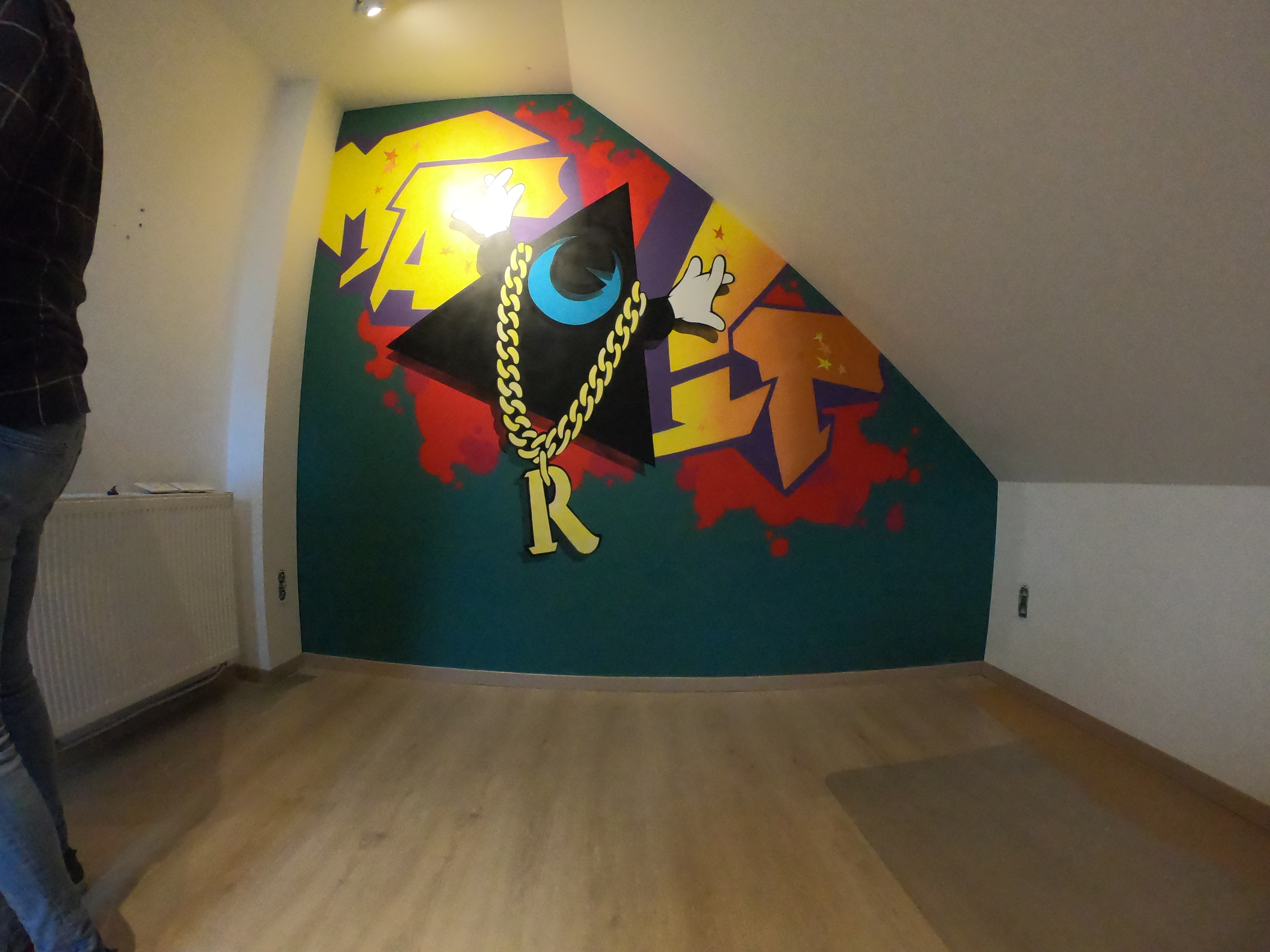 Graffiti muurschildering voor kinderkamer