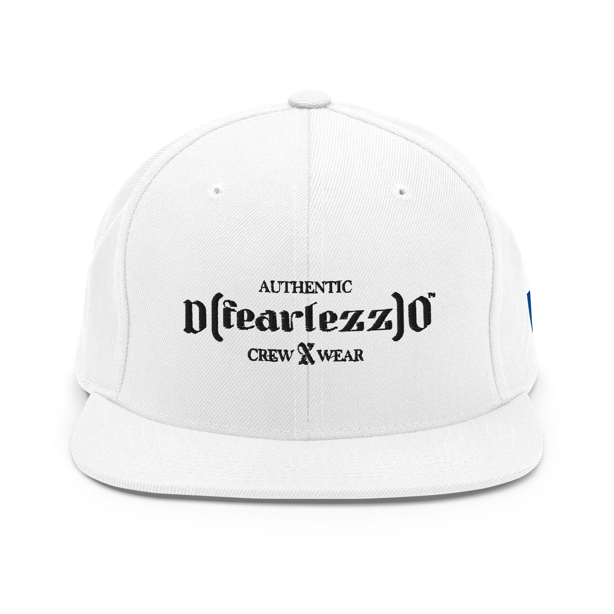 The Fearlezz white snapback cap front view
