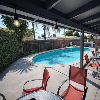 Backyard pool area at one of our safe nonprofit homes.