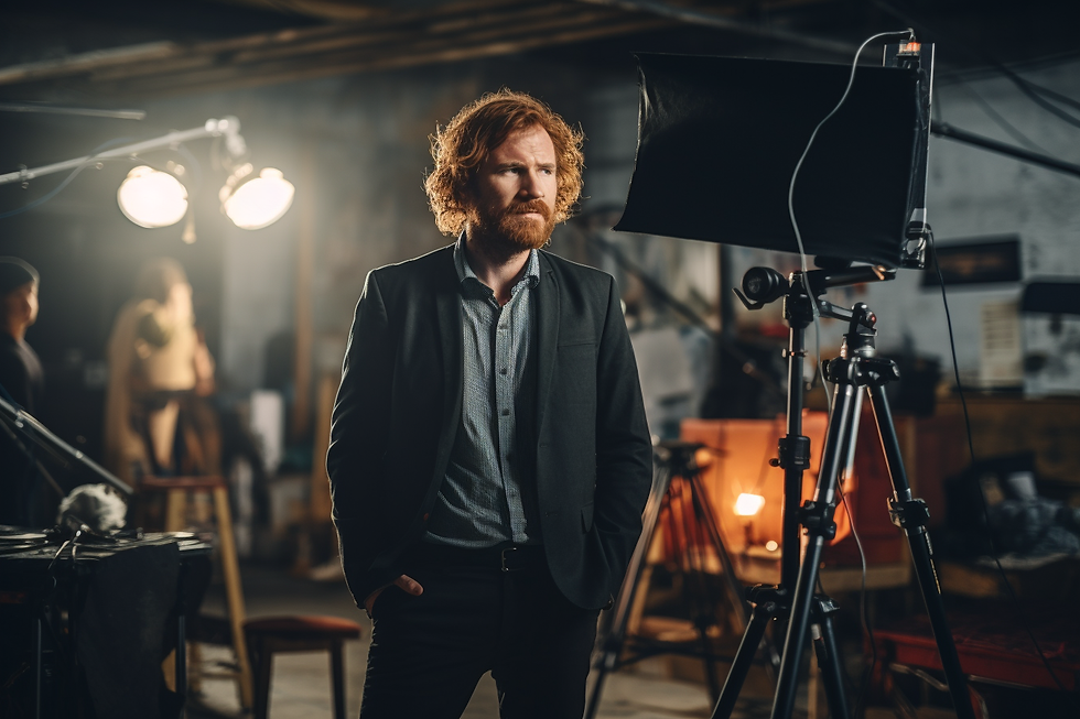 Our synth, acting as a director, on set of a photoshoot.