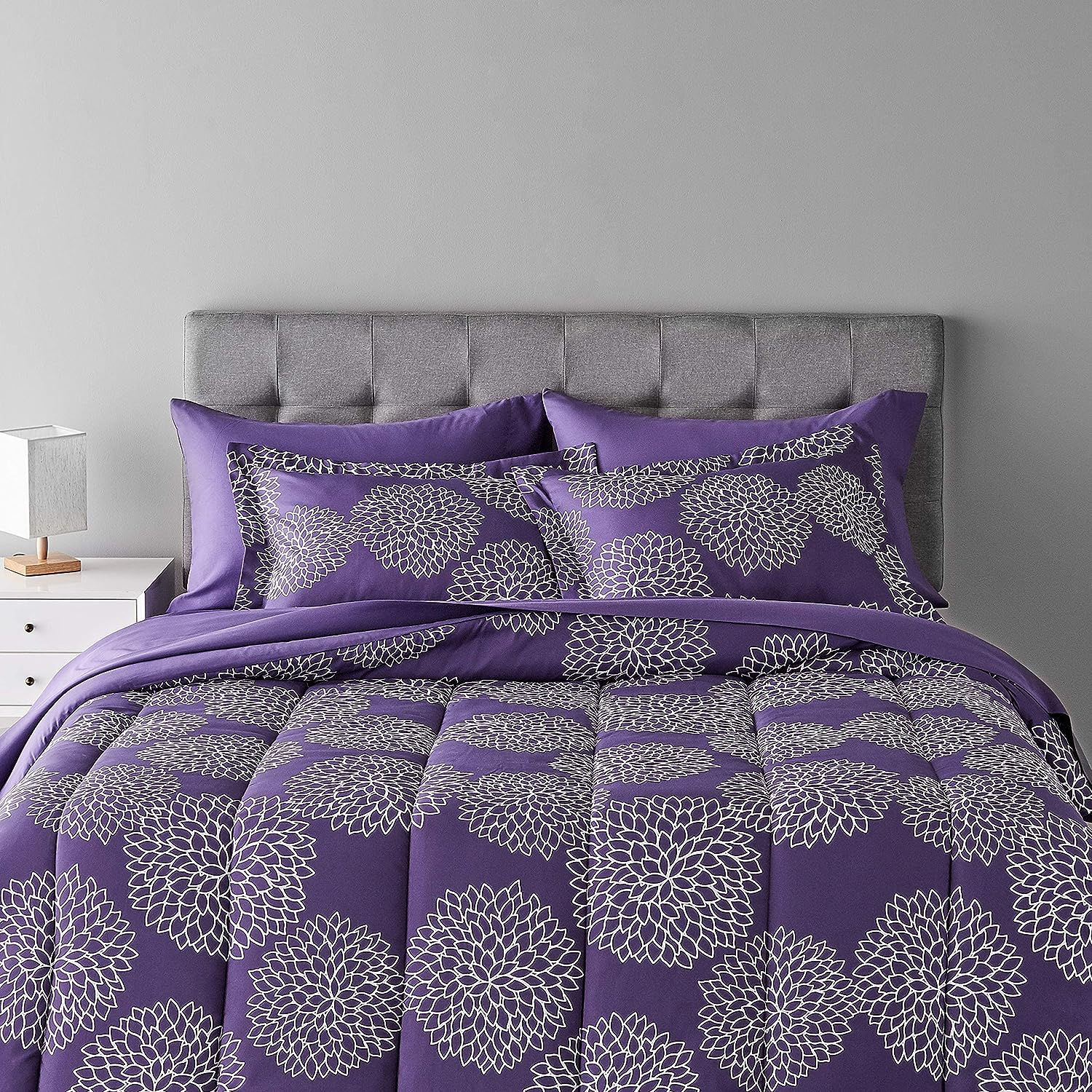 7-Piece Bed-in-a-Bag - King, Purple Floral