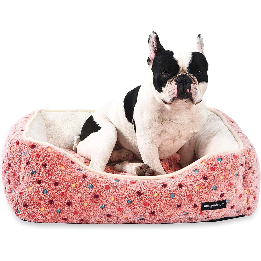 Cuddler Pet Bed For Cats or Dogs - Large, Pink Polka Dots