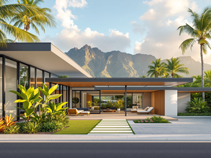 Oahu home purchase planning with a welcoming tropical home and mountain scenery