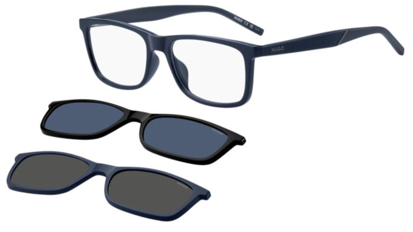 HUGO HG 1329/G/CS2 9N7 NAVY [55-17-145] 3 in 1 CLIP-ON  MALE EYEGLASSES 