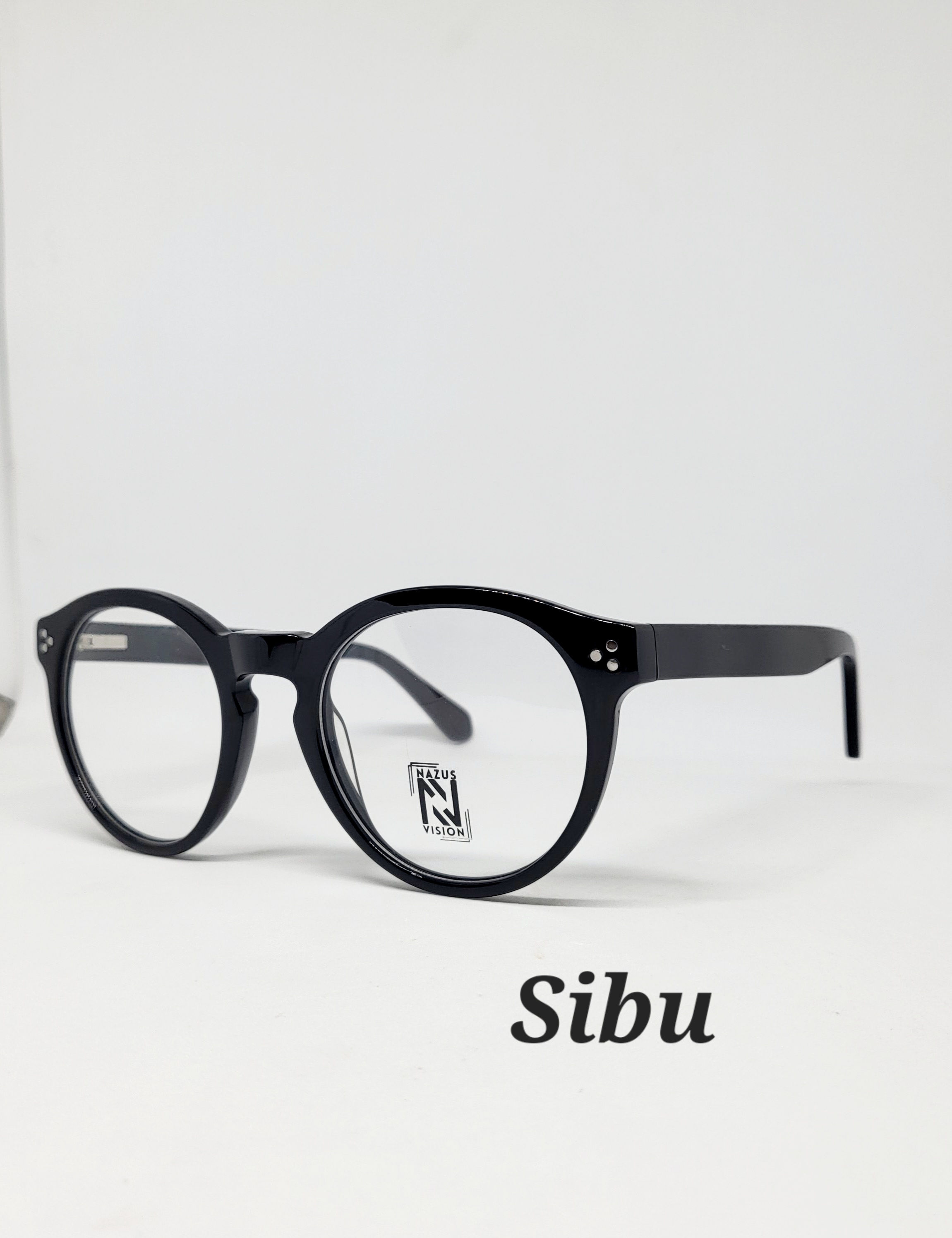 NAZUS SIBU C1 BLACK [48-20-142]  ROUND ACETATE EYEGLASSES K