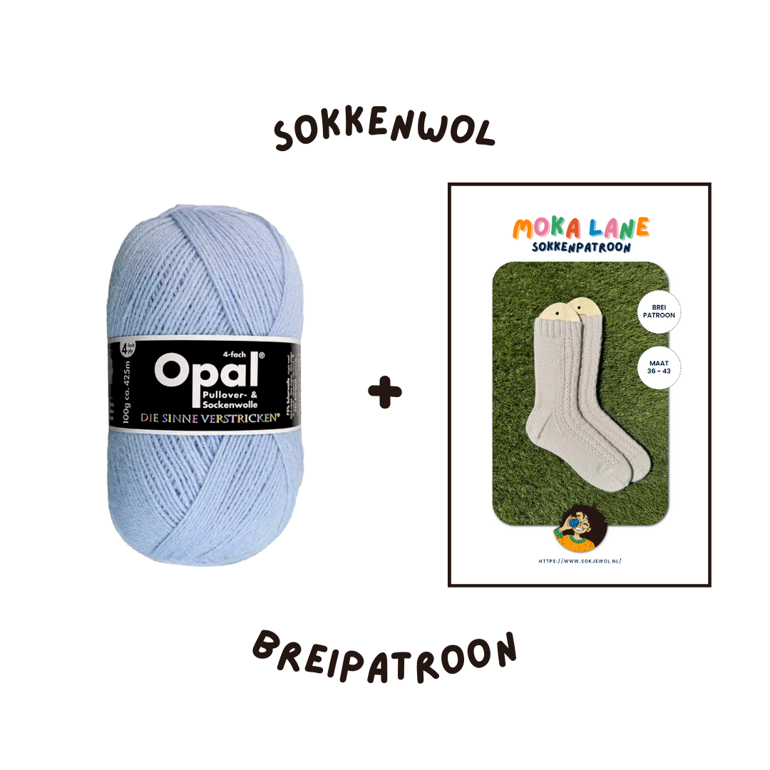 Breipakket om sokken te breien met opal 4-draads sokkenwol en een breipatroon