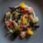 Salad of pickled vegetables and whipped goats cheese