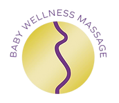 Logo of the outline of a pregnant lady inside a gold circle