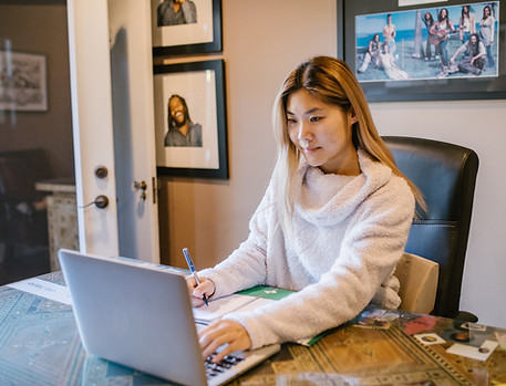 Lady doing online course