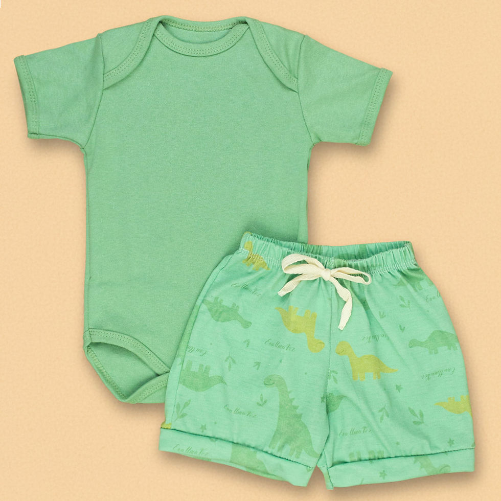 Miniatura: Conjunto De Calor Body E Shorts Estampado Para Bebê 