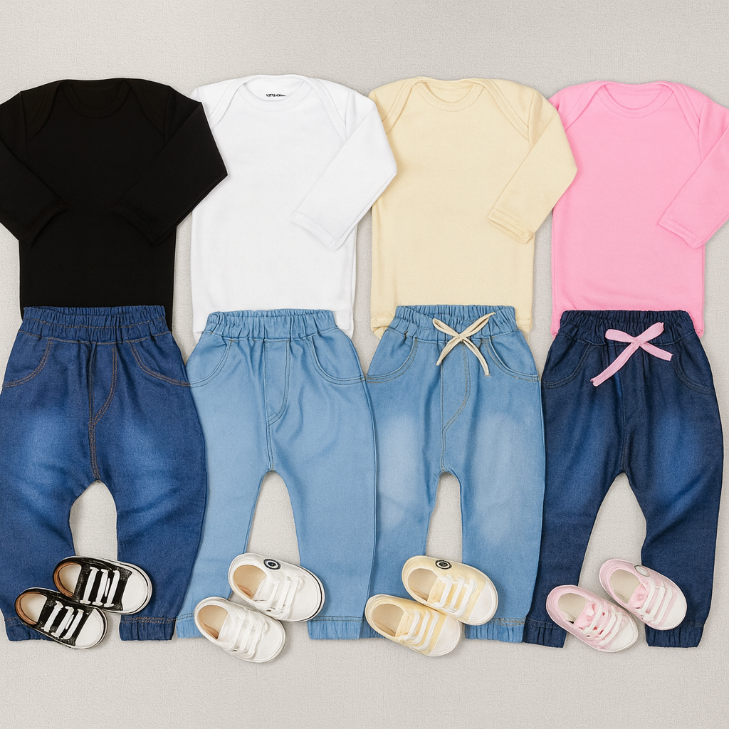 Kit 3 Peças Bebê Estilo Urbano Com Body, Calça E Tênis