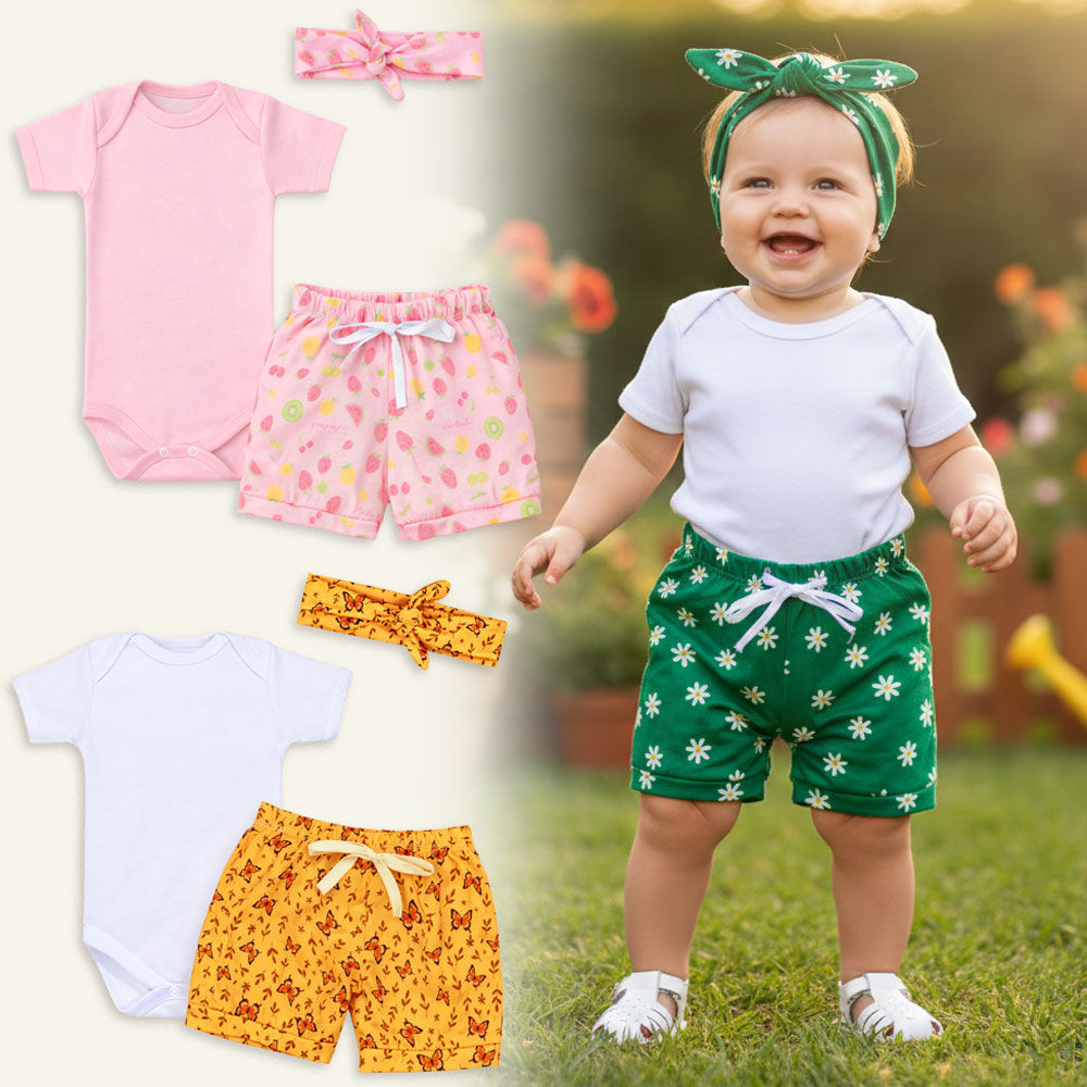 Conjunto 3 Peças Verão Divertido Look Para Menina