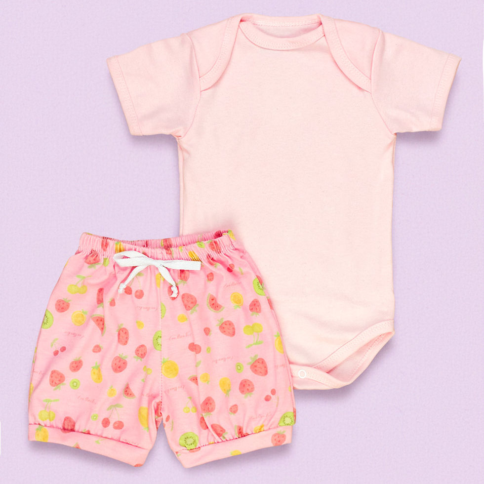 Miniatura: Conjunto De Calor Body E Shorts Estampado Para Bebê 