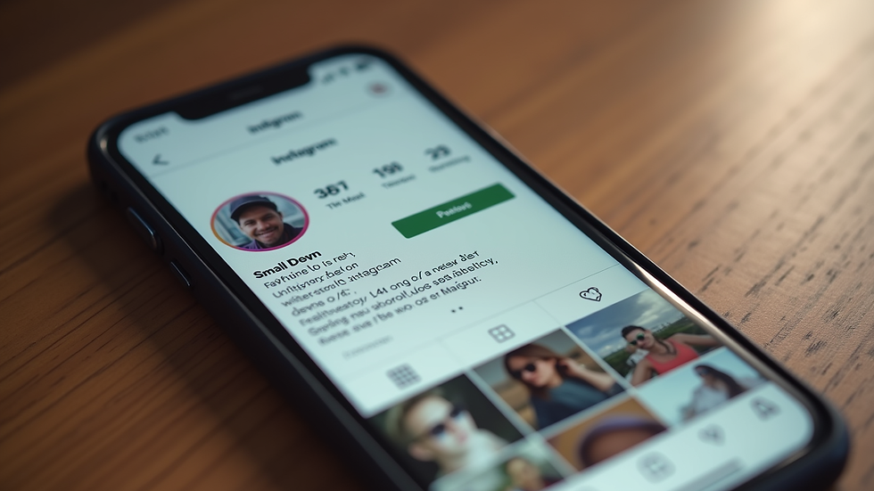 Close-up view of a smartphone showing a small business Instagram page