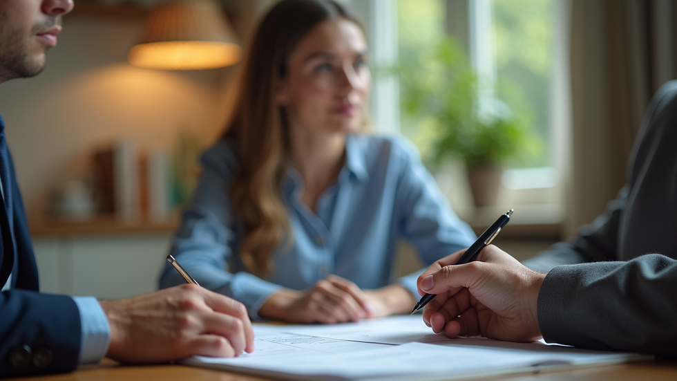 Eye-level view of a mobile notary public at a client's home